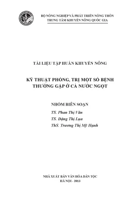 Tài liệu tập huấn khuyến nông kỹ thuật phòng trị một số bệnh thường gặp ở cá nước ngọt