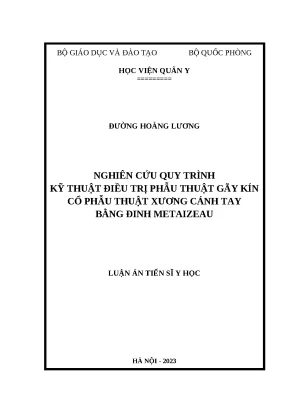 Luận án nghiên cứu quy trình kỹ thuật điều trị phẫu thuật gãy kín cổ phẫu thuật xương cánh tay bằng đinh metaizeau