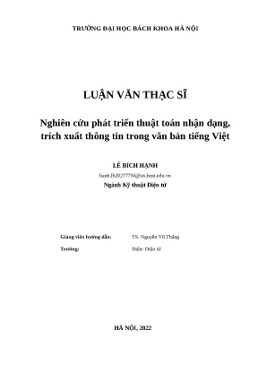 Nghiên cứu phát triển thuật toán nhận dạng trích xuất thông tin trong văn bản tiếng việt