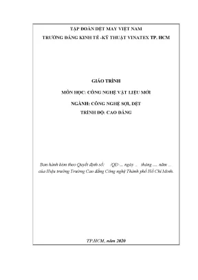 Giáo trình công nghệ vật liệu mới ngành công nghệ sợi dệt trình độ cao đẳng