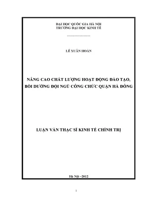 Luận văn thạc sĩ nâng cao chất lượng hoạt động đào tạo bồi dưỡng đội ngũ công chức quận hà đông