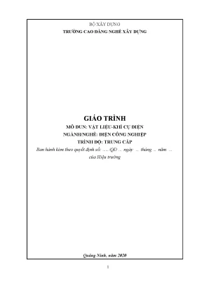 Giáo trình vật liệu khí cụ điện nghề điện công nghiệp trung cấp