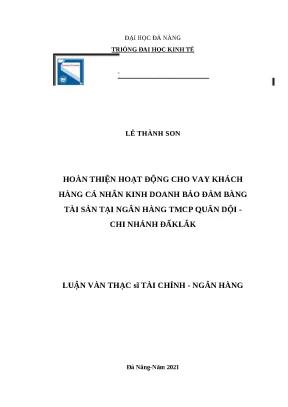 Luận văn thạc sĩ hoàn thiện hoạt động cho vay khách hàng cá nhân kinh doanh bảo đảm bằng tài sản tại ngân hàng tmcp quân đội chi nhánh đắk lắk