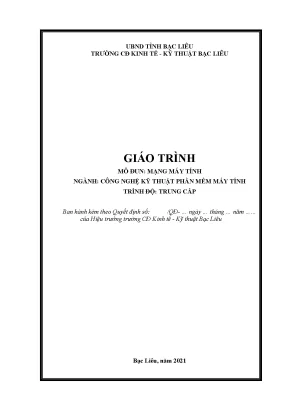Giáo trình mô đun mạng máy tính nghề công nghệ kỹ thuật phần mềm máy tính trình độ trung cấp