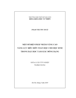 Một số biện pháp nhằm nâng cao năng lực biểu diễn toán học cho học sinh trong dạy học tam giác đồng dạng khóa luận tốt nghiệp