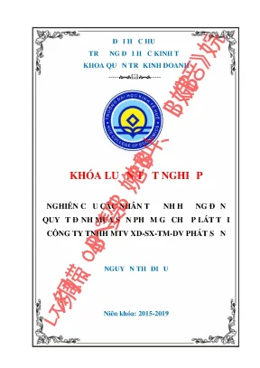 Nghiên cứu các nhân tố ảnh hưởng đến quyết định mua sản phẩm gạch ốp lát tại công ty tnhh mtv xd sx tm dv phát sơn