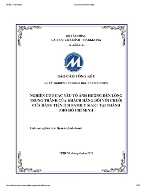 Nghiên cứu các yếu tố ảnh hưởng đến lòng trung thành của khách hàng đối với chuỗi cửa hàng tiện ích family mart tại thành phố hồ chí minh