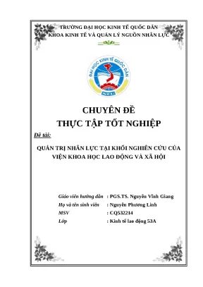 Luận văn tốt nghiệp quản trị nhân lực tại khối nghiên cứu của viện khoa học lao động và xã hội