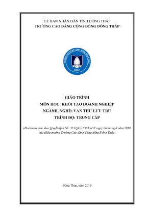 Giáo trình khởi tạo doanh nghiệp nghề văn thư lưu trữ trung cấp