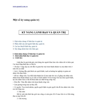 Kỹ năng lãnh đạo và quản trị