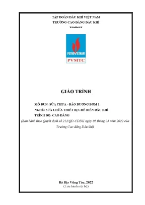 Giáo trình sửa chữa và bảo dưỡng bơm 1 nghề sửa chữa thiết bị chế biến dầu khí cao đẳng