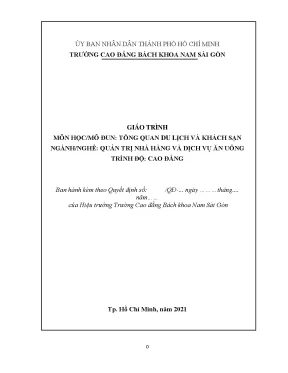 Giáo trình tổng quan du lịch và khách sạn ngành quản trị nhà hàng và dịch vụ ăn uống cao đẳng