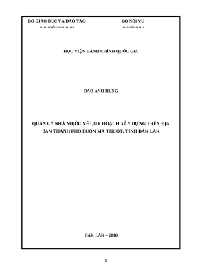 Luận văn quản lý nhà nước về quy hoạch xây dựng trên địa bàn thành phố buôn ma thuột tỉnh đắk lắk