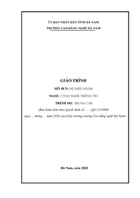 Giáo trình hệ điều hành nghề công nghệ thông tin trung cấp
