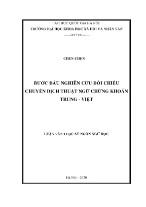 Luận văn thạc sĩ bước đầu nghiên cứu đối chiếu chuyển dịch thuật ngữ chứng khoán trung việt