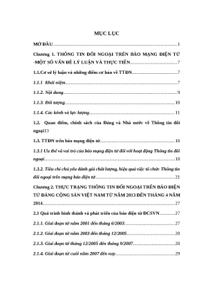 Luận văn thạc sĩ thông tin đối ngoại trên báo điện tử đảng cộng sản việt nam