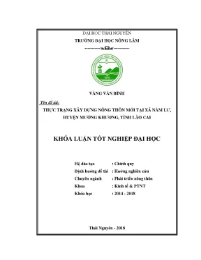 Khóa luận tốt nghiệp thực trạng xây dựng nông thôn mới tại xã nấm lư huyện mường khương tỉnh lào cai