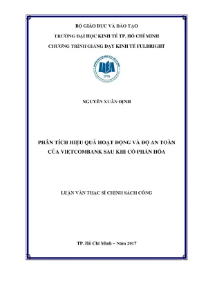 Luận văn thạc sĩ phân tích hiệu quả hoạt động và độ an toàn của vietcombank sau khi cổ phần hóa