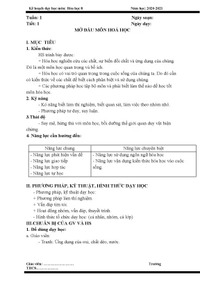 Giáo án hóa học lớp 8 học kì 1