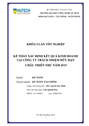 Khóa luận tốt nghiệp kế toán xác định kết quả kinh doanh tại công ty trách nhiệm hữu hạn châu thiên như năm 2015