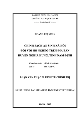 Luận văn thạc sĩ chính sách an sinh xã hội đối với hộ nghèo trên địa bàn huyện nghĩa hưng tỉnh nam định