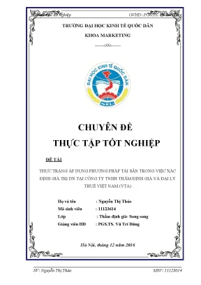 Thực trạng áp dụng phương pháp tài sản trong việc xác định giá trị dn tại công ty tnhh thẩm định giá và đại lý thuế việt nam vta