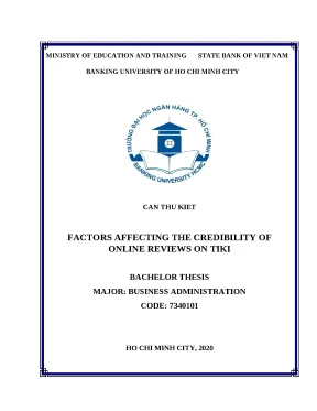 1151 factors affecting the credibility of online reviews on tiki bachelor luận văn qtkd can thu kiet tran van dat supervisor tp hcm đh nh hcm 2020 85 t