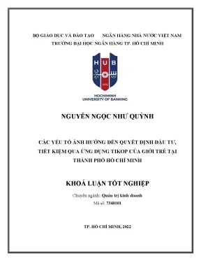 Các yếu tố ảnh hưởng đến ý định đầu tư tiết kiệm qua ứng dụng tikop của giới trẻ tại thành phố hồ chí minh