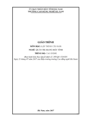 Giáo trình lập trình căn bản nghề quản trị mạng máy tính cao đẳng