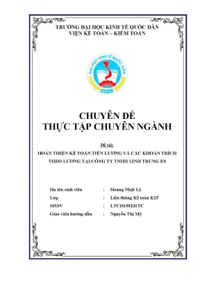 Hoàn thiện kế toán tiền lương và các khoản trích theo lương tại công ty tnhh linh trung es