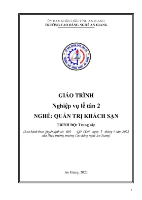 Giáo trình nghiệp vụ lễ tân 2 nghề quản trị khách sạn trình độ trung cấp
