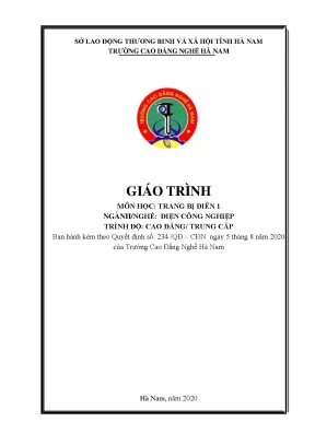 Giáo trình trang bị điện 1 nghề điện công nghiệp cđtc