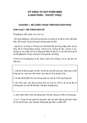 Giáo trình kỹ năng tư duy phản biện và đàm phán thuyết phục phần 1