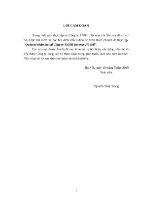 Luận văn tốt nghiệp quản trị nhân lực tại công ty trách nhiệm hữu hạn dệt may hà nội
