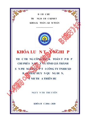 Khóa luận tốt nghiệp kế toán tập hợp chi phí và tính giá thành sản phẩm xây lắp tại công ty tnhh xây dựng bảo thái