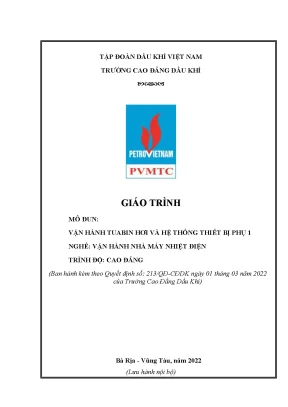 Giáo trình vận hành tuabin hơi và hệ thống thiết bị phụ 1 nghề vận hành nhà máy nhiệt điện cao đẳng
