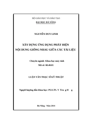 Luận văn thạc sỹ xây dựng ứng dụng phát hiện nội dung giống nhau giữa các tài liệu