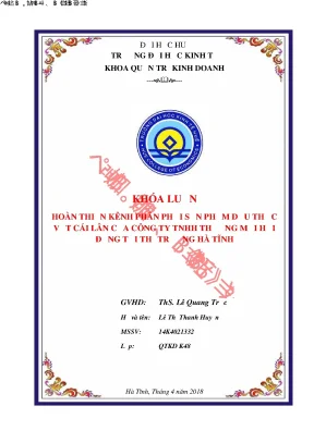 Hoàn thiện kênh phân phối sản phẩm dầu thực vật cái lân của công ty tnhh thương mại hợi đồng tại thị trường hà tĩnh