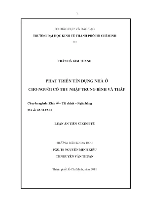 Luận án tiến sĩ phát triển tín dụng nhà ở cho người có thu nhập trung bình và thấp
