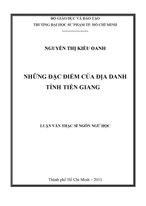 Luận văn thạc sĩ những đặc điểm của địa danh tỉnh tiền giang