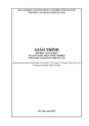 Giáo trình mạch điện nghề điện công nghiệp cđtc