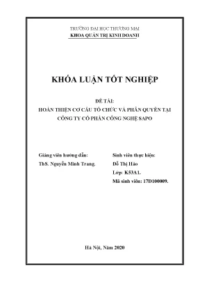 Khóa luận tốt nghiệp hoàn thiện cơ cấu tổ chức và phân quyền tại công ty cổ phần công nghệ sapo