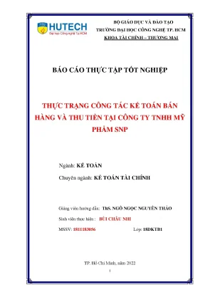 Thực trạng công tác kế toán bán hàng và thu tiền tại công ty tnhh mỹ phẩm snp