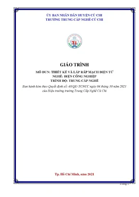 Giáo trình thiết kế và lắp ráp mạch điện tử nghề điện công nghiệp trình độ trung cấp nghề