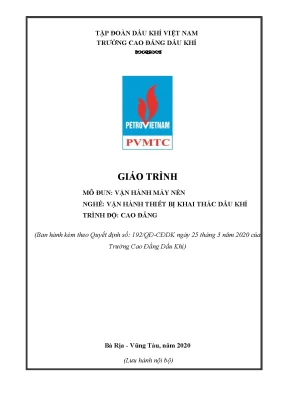 Giáo trình vận hành máy nén nghề vận hành thiết bị khai thác dầu khí trình độ cao đẳng