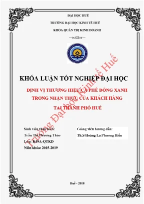 Định vị thương hiệu cà phê đồng xanh trong nhận thức của khách hàng tại thành phố huế
