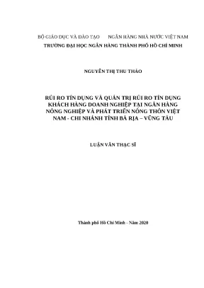 0310 rủi ro tín dụng và quản trị rủi ro tín dụng khách hàng dn tại nh nông nghiệp và ptnt việt nam chi nhánh tỉnh bà rịa vũng tàu luận văn thạc sĩ tcnh