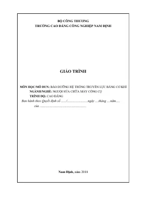 Giáo trình bảo dưỡng hệ thống truyền lực bằng cơ khí