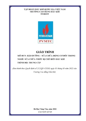 Giáo trình sửa chữa và bảo dưỡng máy nén khí nghề sửa chữa thiết bị chế biến dầu khí trung cấp