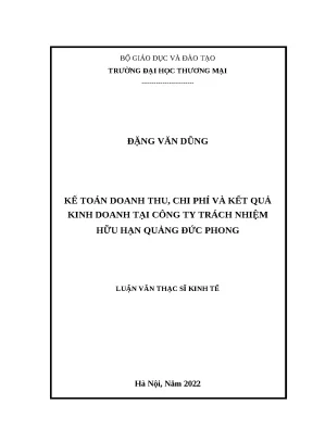 Luận văn kế toán chi phí doanh thu và kết quả kinh doanh tại công ty tnhh quảng đức phong